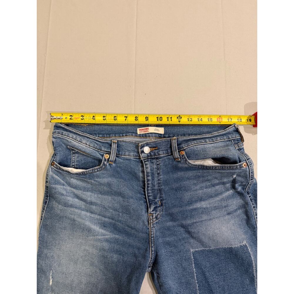 Levi Signature Heritage Boyfriend Jeans Womens 12 W31 Blue Stretch Cuffed - Picture 8 of 11
